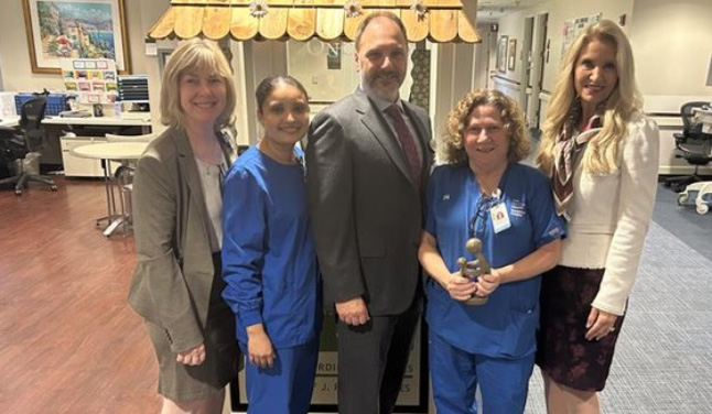 Barbara Leafe, RN, DNP; Karen Nicolas, RN; Bob Blenderman, PA; award winner Elizabeth Barbarita, RN; and Anna Cerra, RN.