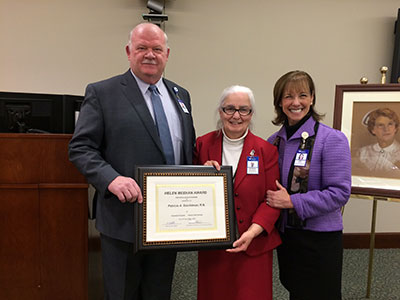 Pat Szechtman, RN, Susan Brown, RN, Norman Roth, president of Greenwich Hospital